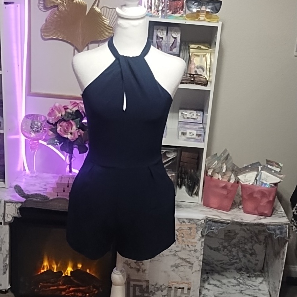NBD Navy Halter Romper